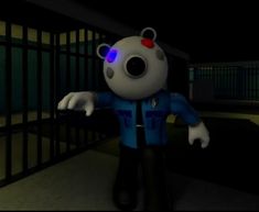 a cartoon character is standing in front of a jail cell with his arms out and eyes open