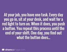 a purple background with the words at your job, you have one task every day