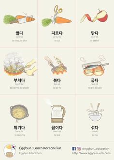 the korean poster shows different types of food