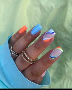 Summer Gel Nails, Sassy Nails, Young Nails, Summery Nails, Simple Acrylic Nails, Classy Acrylic Nails, Acrylic Nails Coffin Short