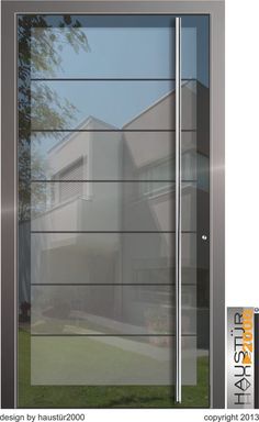 an image of a modern glass door in front of a house