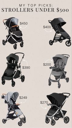 four strollers with prices under $ 500