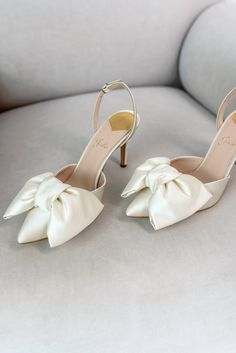 Ivory Bow Wedding Sandals With Slingback, Bridal Shoeswith Pointy High Heels and Closed Pointy Toe From Satin, Slingback Wedding Pumps - Etsy Summer Wedding Slingback Pumps With 4-inch Heel, Wedding Slingback Sandals With 4-inch Heel And Pointed Toe, Wedding Ankle Strap Sandals With Satin Bow, Wedding Sandals With Satin Bow And Open Heel, High Heel Sandals With Satin Bow For Wedding, Wedding Heels With Satin Bow And Open Heel, Wedding Heels With Satin Bow Open Heel, Open Toe Slingback Sandals With 4-inch Heel For Wedding, Wedding Heels With Satin Bow