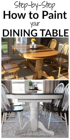 the kitchen table makeover with chalk paint and wood stain