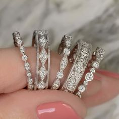 Anniversary Rings For Her 10 Year, Anniversary Rings 25th, 10 Year Anniversary Ring, Diamond Wedding Bands Stackable, Platinum Diamond Wedding Band, Vintage Diamond Wedding Bands, Round Diamonds Wedding Band, Round Wedding Band, Stunning Diamond Rings