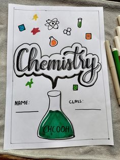 an image of a poster with the word'chemistry'written in cursive writing