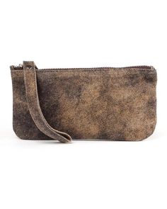 Use this vintage brown wristlet on its own or as a companion piece with your larger handbag. Features: interior zip pocket top zip closure material: genuine leather style #: vb dimensions: 8” (l) x 4.5” (h), strap: 11”. Leather Handheld Bag With Wrist Strap, Handheld Leather Bag With Wrist Strap, Leather Pouch With Zipper Closure, Handheld Leather Pouch With Zipper Closure, Handheld Leather Wallet With Zipper, Brown Crossbody Wallet With Zipper Closure, Leather Pouch With Wrist Strap, Brown Everyday Wallet With Zipper Closure, Leather Wristlet For Daily Use