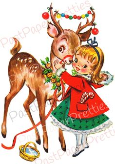 Images Noêl Vintages, Reindeer Card, Vintage Holiday Cards, Vintage Christmas Images, Deer Christmas, Old Christmas, Old Fashioned Christmas, Oh Deer, A Deer