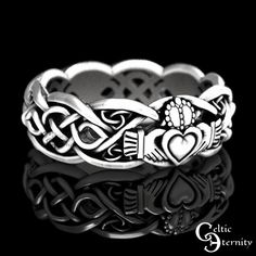 See this ring set with stones! www.etsy.com/shop/CelticEternity?search_query=claddagh A His & Hers wedding set with the infinity Claddagh ring. The Claddagh ring (Irish: fáinne Chladaigh) is a traditional Irish ring which represents love, loyalty, and friendship (the hands represent friendship, the heart represents love, and the crown represents loyalty). All our Celtic rings are made to order and made in YOUR size. We suggest buying our refundable ring sizer: www.etsy.com/listing/937178260 Claddagh Wedding Ring, Wedding Rings Matching, Irish Love, Celtic Claddagh Ring, Irish Ring, Rings Matching, Claddagh Ring Wedding, Celtic Wedding Bands, Silver Claddagh Ring