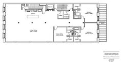 the floor plan for an office building with two floors and one room on each side