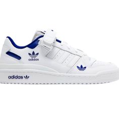 Men Adidas Sneakers Forum Low Color White And Blue Size 9 White Low-top Basketball Shoes With Logo, Blue Sporty Sneakers With Logo, Blue Lace-up Sneakers With Logo, Blue Logo Sneakers For Streetwear, Blue Sports Sneakers With Logo, Blue Adidas Low-top Basketball Shoes, Blue Low-top Adidas Basketball Shoes, Adidas Forum Low, Adidas Originals Shoes