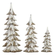 three snow covered trees on a white background