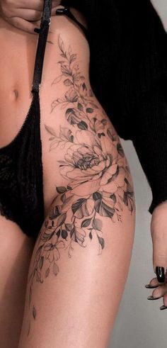 Tattoo Bein Frau, Front Thigh Tattoos, Miniature Tattoos, Leg Tattoos Women, Thigh Tattoos Women, Cute Tattoos For Women