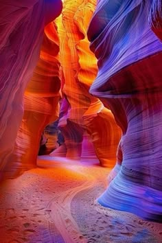 an image of the inside of a canyon that looks like it is painted with colors