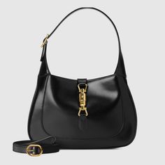 Shop the Jackie 1961 Small Hobo Bag In Black Leather at GUCCI.COM. Enjoy Free Shipping, Returns & Complimentary Gift Wrapping. Investment Bags, Mode Zara, It Bag, Beauty Items, Gucci Handbags, Small Shoulder Bag, Gucci Bags, Small Bag