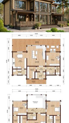 Mini House Plans, Cottage Houses, Log Home Plan, Modern Wooden House, Country Chic Cottage, Country House Plan, Home Design Plan, Modern House Plan, Cottage House Plans