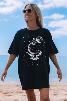 Space Shirt Affirmation Tshirt Self Care Gift Mental Health Top I Need More Space Tshirt Statement Graphic Tee Gift for Pilot Aerospace Gift - Etsy Space-themed Graphic Print Short Sleeve Tops, Space-themed Short Sleeve Top With Graphic Print, Space-themed Graphic Crew Neck Tops, Cotton Crew Neck Top With Moon Print, Black Space-themed T-shirt With Letter Print, Black Cotton Space-themed T-shirt, Black Cotton T-shirt With Space Theme, Space-themed Screen Print Short Sleeve Top, Space-themed Short Sleeve Screen Print Top