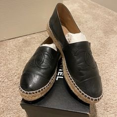 Great Condition Only Worn A Few Times, Just Too Big Chanel Espadrilles, Chanel Shoes, Espadrille Shoes, Espadrilles, Chanel, Women Shoes, Black