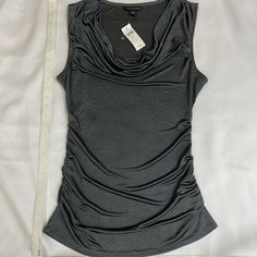 Nwt Medium Grey Banana Republic Sexy Blouse With Lots Of Stretch New -$34.99 Elegant Sleeveless Gray Tops, Fitted Silver Tank Top For Summer, Gray Summer Party Top, Gray Summer Party Tops, Summer Party Gray Top, Chic Fitted Silver Tank Top, Elegant Gray Stretch Top, Silver Stretch Tank Top For Summer, Chic Silver Sleeveless Top