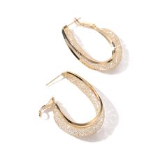 The Majestic Mesh Hoop Earrings are a luxurious take on the classic hoop earring. These earrings boast a unique mesh design for an edgy, yet sophisticated look. Now available in gold and silver. Layer them with your favorite pieces in our collection for a gorgeous style. Premium Materials - Made from authentic gemstones & nickel-free metal Chic Metal Hoop Earrings For Evening, Trendy Evening Hoop Earrings For Pierced Ears, Gold Metal Hoop Earrings For Evening, Evening Hoop Earrings, Glamorous Hoop Metal Earrings, Gold Small Hoop Earrings For Evening, Metal Hoop Earrings For Evening, Chic Pierced Metal Hoop Earrings, Crystal Hoop Earrings