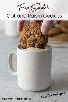 Oat and raisin cookie being dipped into a cup of coffee. Soft Oatmeal Raisin Cookies, Oat And Raisin Cookies, Chelsea Bun, Bakewell Tart, Delicious Cookies, Oatmeal Raisin Cookies, Raisin Cookies, Oatmeal Raisin, British Food