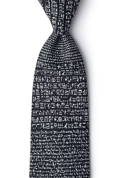 Where would we be without language? Show off your appreciation for all things linguistic with the Rosetta Stone extra long tie in black. Featuring an allover print of ancient alphabets, this accessory is perfect for teachers and history buffs. Imported. Washington Aesthetic, Ancient Alphabets, Rosetta Stone, Tie Pattern, Tie Clips, Tie Accessories, Printed Ties, White Fashion, Bow Ties