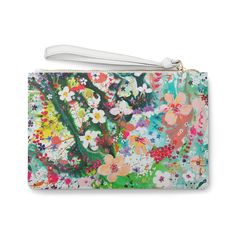 Add a pop of color to your outfit and a little magic to your day with this beautiful wristlet clutch bag. Designed with a loop handle to quickly free your hands, This slim wristlet pouch makes a great accessory for everyday use. It is perfect for your everyday essentials such as a phone, wallet, and keys. It features a zip fastening and a fully lined internal pocket. This bag features Emily's original artwork titled "Linger In The Moments That Make You Feel The Most Alive." It is part of the Lin Trendy On-the-go Wristlet Clutch, Chic Handheld Bag With Wrist Strap, Clutch Bags With Wrist Strap As Gifts, Chic On-the-go Wristlet Clutch, Handheld Zipper Pouch, Chic Pouch Bag With Wrist Strap, Chic Handheld Clutch With Wrist Strap, Travel Pouch For Spring, Trendy Handheld Coin Purse With Removable Pouch