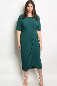 Cinched Waist Tulip Hem Midi Dress – Mary Cheffer Solid Knee-length Midi Dress With Side Slits, Knee-length Midi Dress With Side Slits, Ruched Maxi Dress For Work, Solid Ruched Midi Dress, Modest Knee-length Ruched Midi Dress, Green Midi Length Wrap Dress For Work, Green Ruched Midi Dress For Work, Elastane Midi-length Dress With Flattering Silhouette, Green Midi Dress With Ruched Asymmetrical Hem