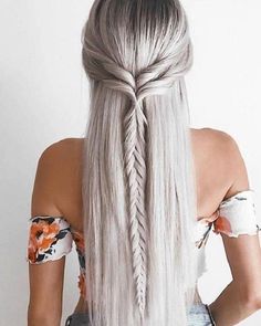 Straight Hairstyle, Long White Hair, Boho Wedding Hair, Fishtail Braid, Haircuts For Long Hair, Prom Hairstyles, Braids For Long Hair