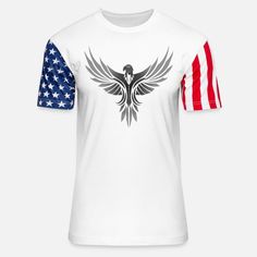 Men's T-Shirt Unisex Stars & Stripes T-Shirt White Flag Print T-shirt For Streetwear, Sporty Cotton T-shirt With Flag Print, Patriotic Independence Day T-shirt With Sublimation Print, Patriotic 4th Of July Streetwear T-shirt, White Americana Relaxed Fit T-shirt, Patriotic T-shirt With Sublimation Print For 4th Of July, Patriotic Sublimation Print T-shirt For 4th Of July, White T-shirt With American Flag For Independence Day, White Relaxed Fit Americana T-shirt