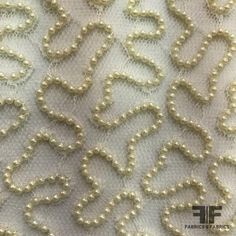 Couture Swivel Beaded Netting - Ivory Dress Beads Design, Bead Embellishment On Fabric, Beading Designs On Fabric, Beaded Designs On Fabric, Beadwork On Fabric, Couture Beading Techniques, Bead Work On Fabric, Beaded Embroidery On Fabric, Beading On Fabric