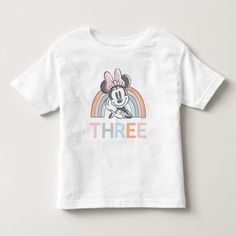 Celebrate your child's Birthday with this sweet Minnie Mouse "THREE" Birthday shirt! Two Birthday Shirt, Third Birthday Shirt, Rainbow Watercolor, Toddler Tops, Disney Birthday, Mini Mouse, Minnie Mouse Birthday, Third Birthday, Disney Outfits