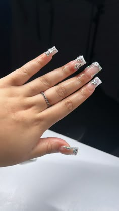 Aesthetic Charms, Acrylic Aesthetic, White Salon, Simple Acrylic Nails, Glow Nails, Classy Acrylic Nails