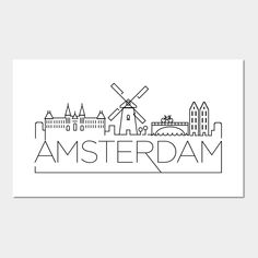 a black and white photo with the word amsterdam on it