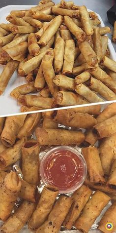 there are two pictures of different foods on the same plate, one is fried and the other has ketchup