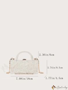 BirdinBag - Compact Transparent Chain Bag Party Shoulder Bag With Chain And Top Handle, Top Handle Chain Shoulder Bag For Party, Party Clutch Satchel With Chain Strap, White Party Bag With Chain, White Rectangular Satchel For Party, Elegant Rectangular Satchel With Chain, Elegant Party Satchel With Chain Strap, Chic Rectangular Satchel With Clear Strap, Chic Clear Rectangular Bags