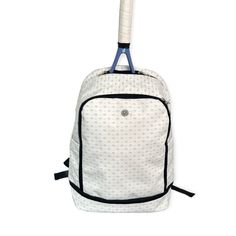 The GP Game-on backpack was designed for pickleball, tennis, and lifestyle. The game-on backpack is the perfect size to carry anywhere, the court, the gym, travel, etc. Our backpack comes GP keychain. Feel confident by staying organized and having everything you need from each pocket. Features Exterior Made of soft, durable, and waterproof PU leather Soft opening and high-quality hardware. Bottom shoe compartment. Up to size 12. Fits up to 4 paddles and 2 rackets. Interior Laptop padded compartm Sporty White Backpack For Daily Use, Sporty Everyday White Backpack, Sporty White Backpack For Everyday Use, White Sports Backpack, Functional White Rectangular Backpack, Practical White School Backpack, Practical White Backpack For School, Practical White Standard Backpack, Functional White Backpack For Daily Use