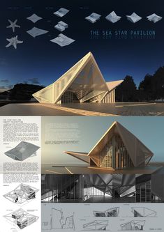 an architectural rendering of the sea star pavilion, with information about it and how to use it