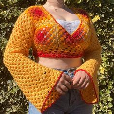 Ileanna Crochet pattern by Caroline Murphy Wrap Around Crochet Top, Hippy Crochet Patterns, Clothing Crochet Ideas, Crochet Top With Sleeves, Crochet Clothing Ideas, Crochet Patterns Clothes, Hippie Crochet Patterns Free, Hippie Crochet Top, Crochet Clothing Patterns