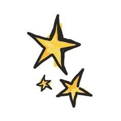 three yellow stars are flying in the air