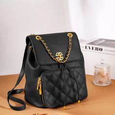 Free U.S. shipping. Style:  , color:Black, suite for season：Spring, Summer, Autumn ，Dancing Club, Going out, School, Travel, Work, Material Genuine Leather, Black Leather Quilted Backpacks Twist Lock Chain Backpack Handbags Elegant Black Backpack With Large Capacity, Trendy Travel Backpack With Chain Strap, Elegant Black Shoulder Bag Backpack, Elegant Black Shoulder Backpack, Elegant Black Evening Backpack, Gold Luxury Backpack, Quilted Backpack, Handbag Backpack, Good Skin