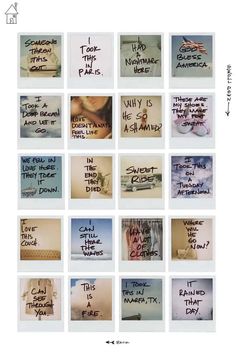 many different pictures with words written on them