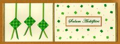 two cards with green and white designs on them