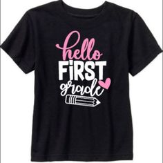 Back To School Shirt Black Or White T-Shirt Kids Sizes Xs-Xl New Made To Order Xs (4/5) S (6/7 M (8) L (10/12) Xl (14/16) **Need A Different Grade?? Please Ask, We Do Our Best To Accommodate All Requests. Black Text Print Top For Back To School, Black Cotton T-shirt For Back To School, Cute Black T-shirt With Text Print, Back To School Black Cotton Tops, Back To School Black Graphic T-shirt, Cute Pre-shrunk Black T-shirt, Cute Black Pre-shrunk T-shirt, Black Graphic Print T-shirt For Back To School, Cute Black Short Sleeve Shirt