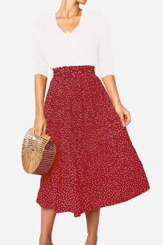 Meet our Effortlessly Chic Polka Dot Pleated Skirt Set , perfect for any occasion. With a high-waist midi skirt featuring handy pockets and a complementary shirt, sophistication meets comfort. High waist skirt elongates your silhouette Mix and match different colored shirts for any occasion Functional and fashionable , keep your essentials close Perfect for any season, easily transitioning from day to night Product Presentation High-Waist Comfort A high waistline offers a welcoming fit Pick Your Palette Varying skirt and shirt color options let you customize your look Pleats for Days The skirt's playful pleats add movement and a feminine touch Product Specifications Shirt Material : 100% Polyester CARE TIPS : Machine wash on a gentle cycle in cold water Avoid use of bleach Hang the dress t