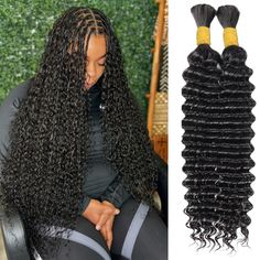 PRICES MAY VARY. 【Hair Material】: 100% unprocessed 10A Brazilian virgin human hair ,no weft, can be dyed and bleached, can be restyled as you wish 【Hair Texture】: Deep water wave Bulk Human Hair for Micro Braiding, soft and bouncy, thick from top to end, no shedding, without under 6inch short hair, no tangle,no strange smell 【Human Braiding hair】:You can do it many styles, boho locs, cornrows, twists, bohemian hair for braiding human hair, human hair for boho knotless braids, crochet boho box br Twists Bohemian, Locs Cornrows, Braids Parting, Curly Human Braiding Hair, Braids Bohemian, Bohemian Braided Hair, Head Braid, Human Hair For Braiding, Boho Knotless Braids