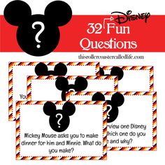 mickey mouse question cards for the disney movie