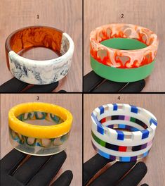 You will receive very beautiful  1 Multi Color Resin Bangle Bracelet. ( 1 )Bangle Width : 32 mm Approx. Bangle Inner Diameter: 2.7" Approx. ( 2 )Bangle Width : 36  mm Approx. Bangle Inner Diameter: 2.6" Approx. ( 3 )Bangle Width : 37  mm Approx. Bangle Inner Diameter: 2.6" Approx. ( 4 )Bangle Width :  37  mm Approx. Bangle Inner Diameter: 2.6" Approx. Colorful Bohemian Bangle Bracelets, Handmade Multicolor Bangle, Multicolor Bohemian Bangle Cuff Bracelet, Multicolor Cuff Bangle Bracelet, Multicolor Bangle Bracelets For Gifts, Multicolor Bangle Cuff Bracelet, Bohemian Multicolor Bangle For Gift, Colorful Bohemian Bangle Jewelry, Bohemian Multicolor Bangle As Gift