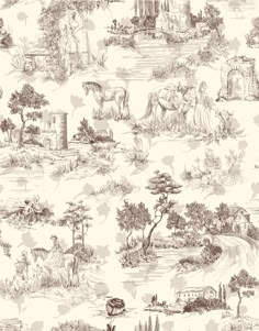 a wallpaper with many different types of trees and animals on it's surface