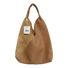 This stylish tote bag from Shiraleah Chicago is perfect for any fashion-forward woman. The bag features a spacious interior with a fabric lining and a snap closure. The exterior is made from a combination of sueded PU and pebble-grained PU, giving it a unique and elegant look. The bag measures 16 inches in width, 12 inches in depth, and 12 inches in height, making it large enough to carry all your essentials. The handles are made from pebbled-grained PU and come in a tan color, which pairs perfe Beige Hobo Bag For On-the-go, On-the-go Textured Leather Tote Bag, Trendy Textured Leather Hobo Shoulder Bag, Textured Leather Double Handle Hobo Bag For Daily Use, Casual Textured Leather Bag For On-the-go, Casual Textured Leather Tote Shoulder Bag, Beige Textured Leather Hobo Tote Bag, Beige Textured Leather Hobo Bag For Daily Use, Textured Leather Bucket Bag With Double Handle For Shopping